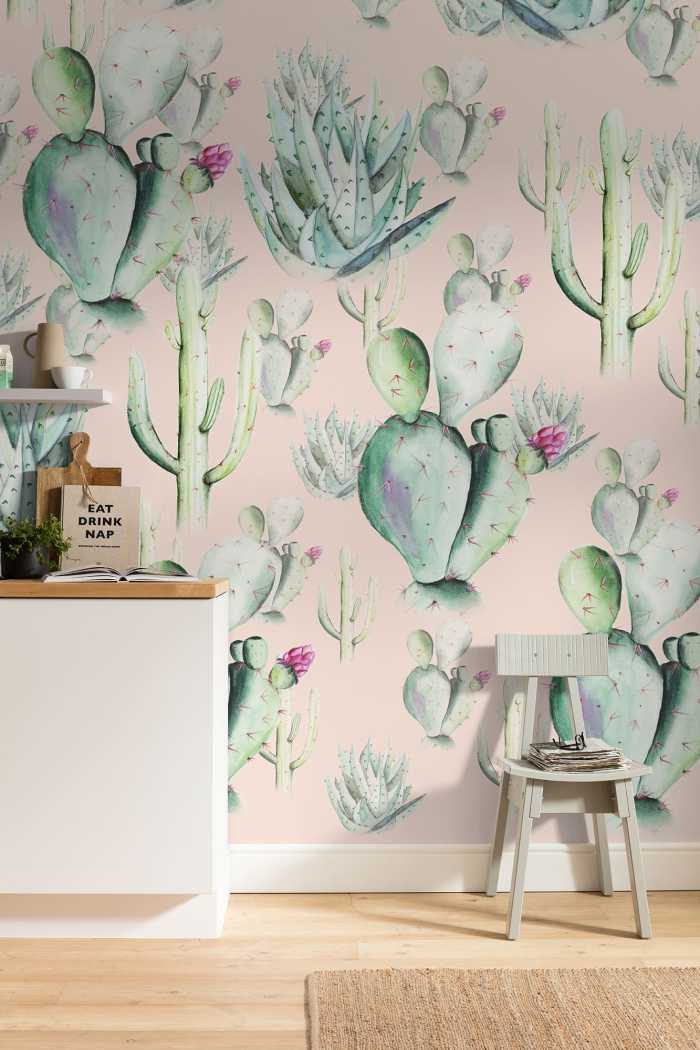 Photo murale intissé impression numérique Cactus Rose