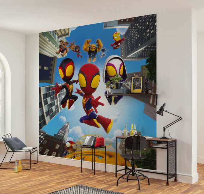 Photo murale intissé impression numérique Marvel Spidey and His Amazing Friends Web Spinners