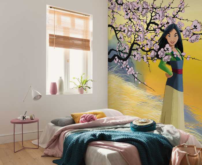 Photo murale intissé impression numérique Disney Mulan Cherry Blossoms