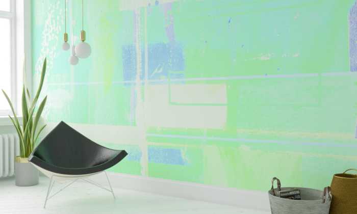 Photo murale intissé impression numérique Liquids Dripping mint