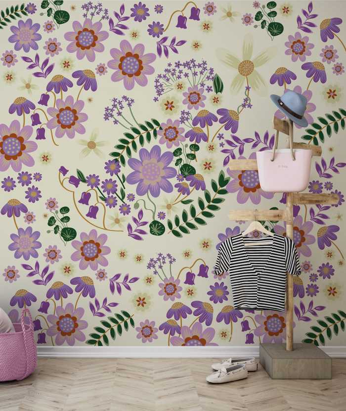 Photo murale intissé impression numérique Disney Minnie Mouse Gardening Club Beige