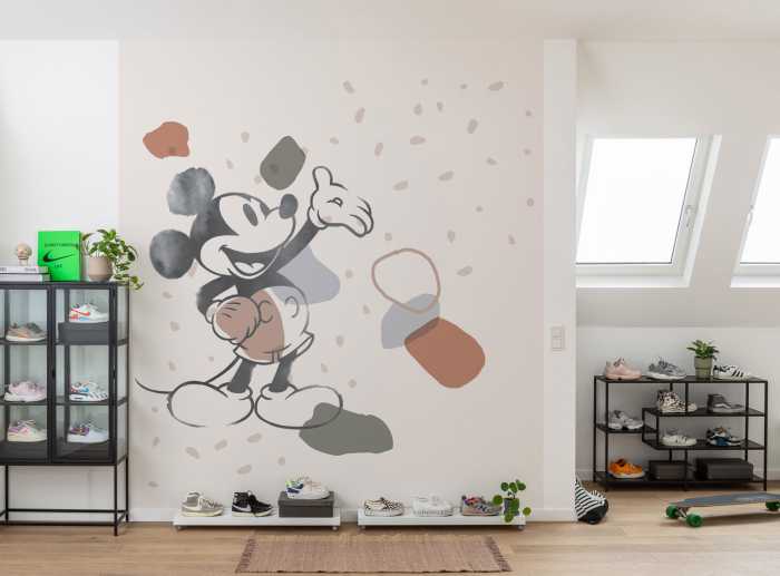 Photo murale intissé impression numérique Mickey Organic Shapes