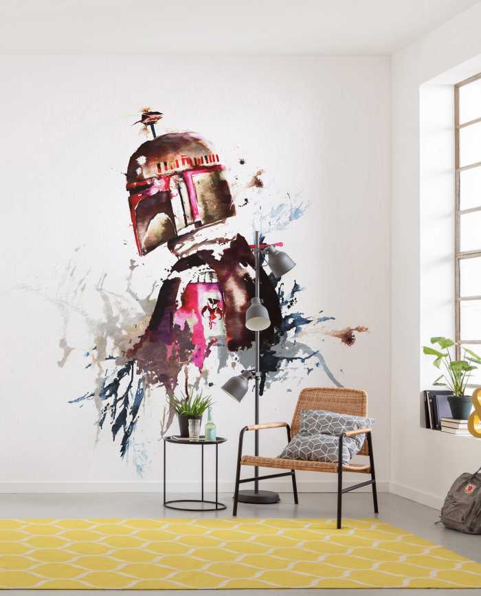 Photo murale intissé impression numérique Star Wars Watercolor Boba Fett