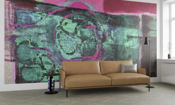 Photo murale intissé impression numérique Lemon Peely green-pink