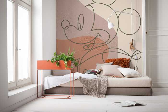 Photo murale intissé impression numérique Mickey Line Drawing