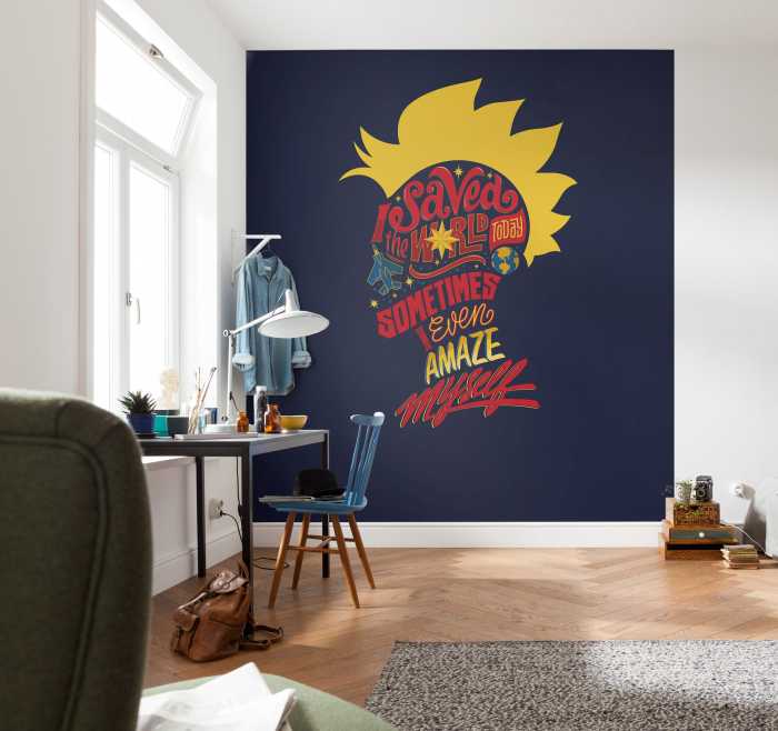 Photo murale intissé impression numérique Captain Marvel saves the World