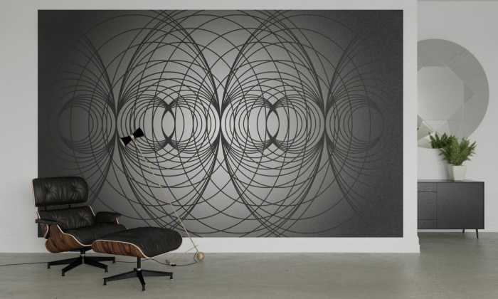 Photo murale intissé impression numérique Infinite Glimpse Net black-grey-black