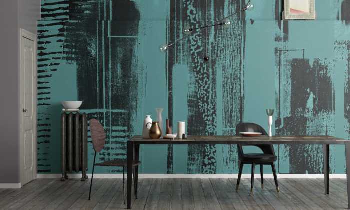 Photo murale intissé impression numérique Straight Upright black-petrol