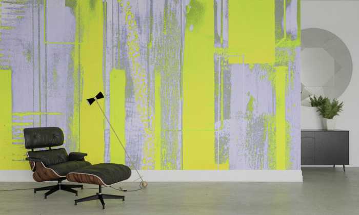 Photo murale intissé impression numérique Straight Upright yellow-bleu