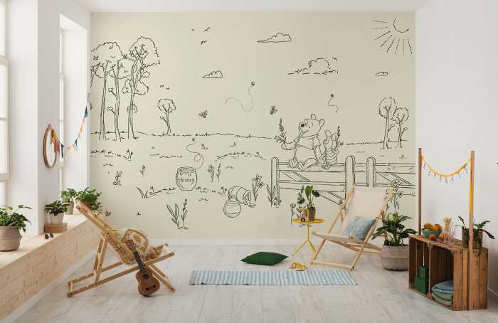 Photo murale intissé impression numérique Disney Winnie the Pooh Bee at One with Nature