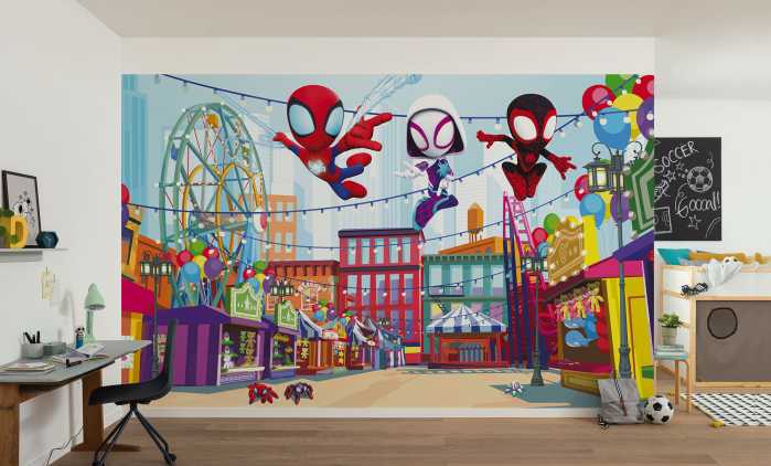 Photo murale intissé impression numérique Marvel Spidey And His Amazing Friends Theme Park