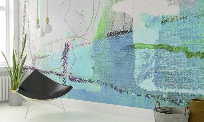 Photo murale intissé impression numérique Rooms Opening grey-mint