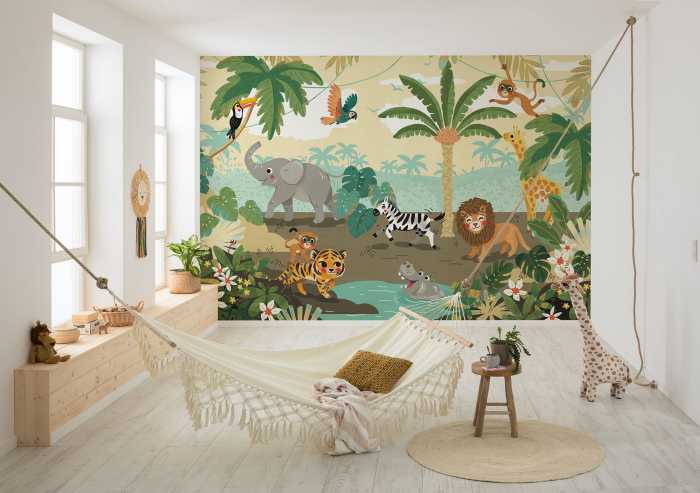 Photo murale intissé impression numérique Baby Safari