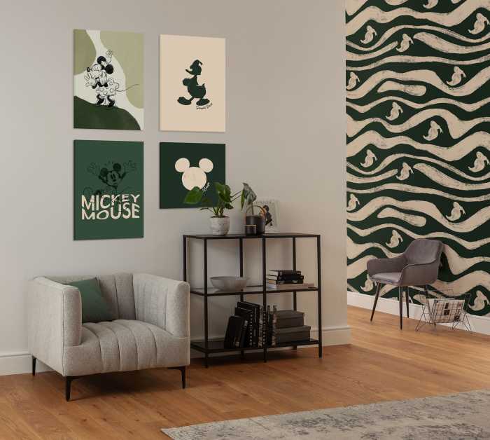 Photo murale intissé impression numérique Disney Donald Duck Green Waves