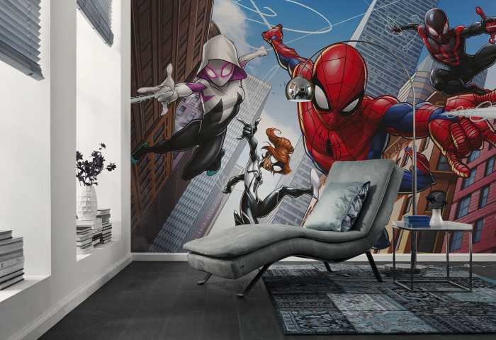 Photo murale intissé impression numérique Marvel Spider-Man Swinging Crew