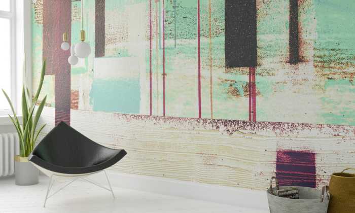 Photo murale intissé impression numérique Horizon Blazing mint-beige
