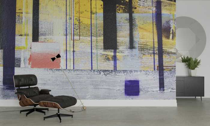 Photo murale intissé impression numérique Horizon Blazing grey-yellow