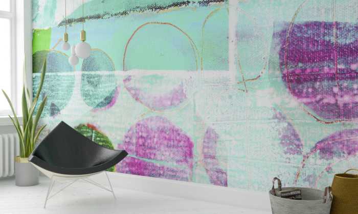 Photo murale intissé impression numérique Cells Wrapping mint