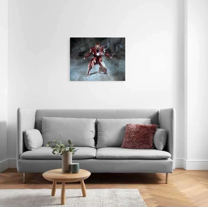 Vlies Bild auf Keilrahmen/ Echtholzrahmen Iron Man Charging