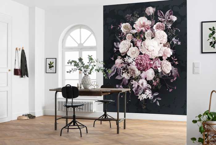 Photo murale intissé impression numérique Bouquet Noir
