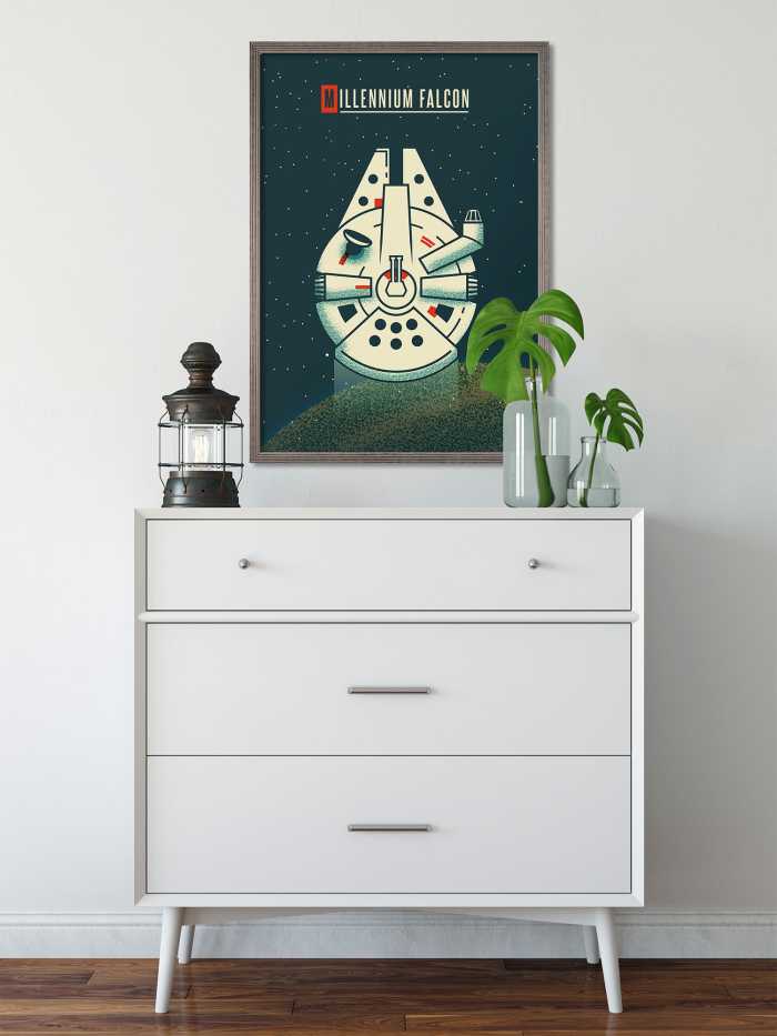 Poster d'art Star Wars - Geeky Millennium Falcon