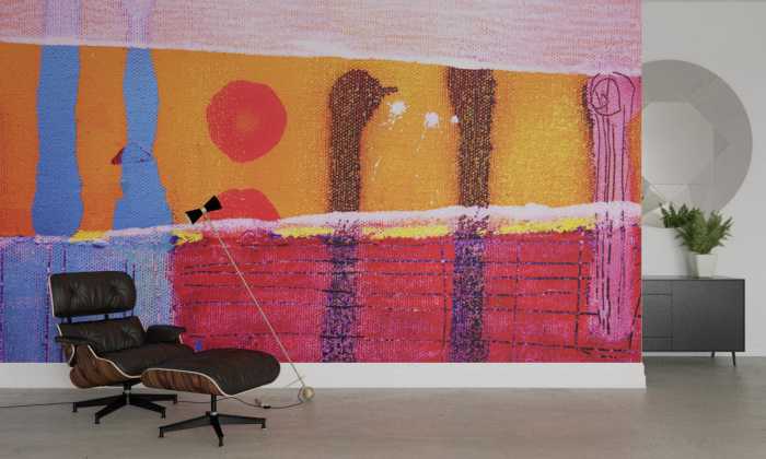 Photo murale intissé impression numérique Moon Shining pink
