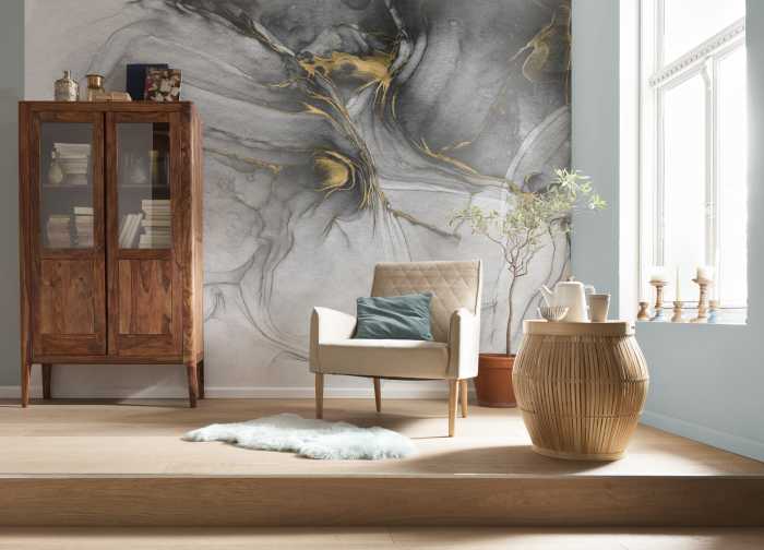 Photo murale intissé Ink Gold Flow