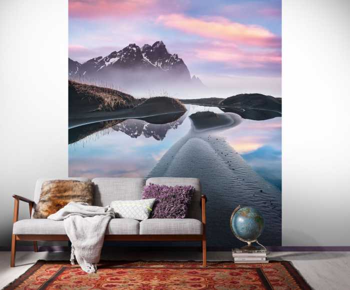 Photo murale intissé impression numérique Glowing Vestrahorn