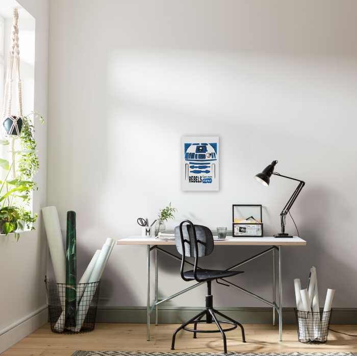 Vlies Bild auf Keilrahmen/ Echtholzrahmen Star Wars R2D2 More Fun