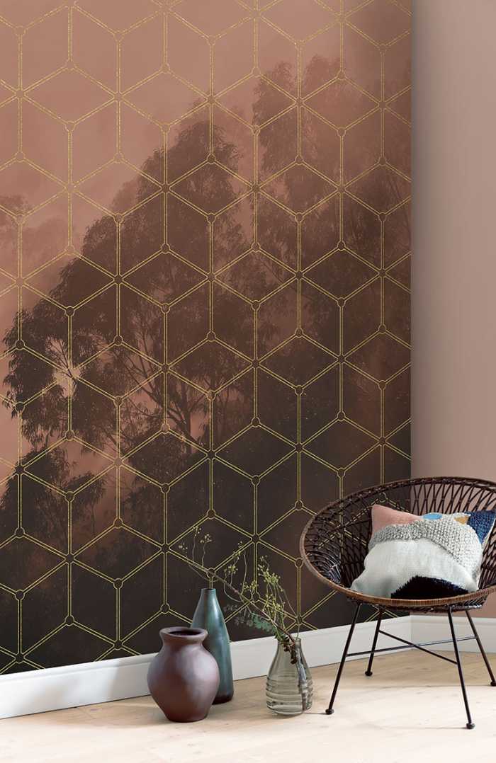 Photo murale intissé impression numérique Golden Grid