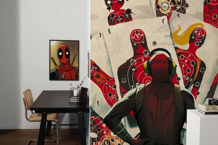 Photo murale intissé impression numérique Marvel Deadpool Target Shooting