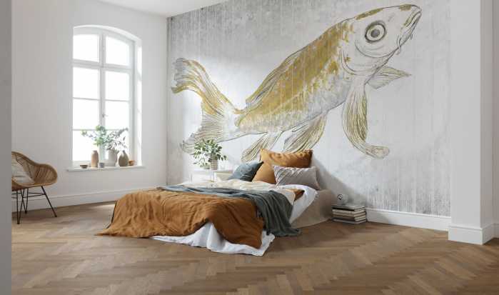Photo murale intissé impression numérique Golden Koi