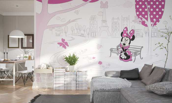 Photo murale intissé impression numérique Minnie in Paris