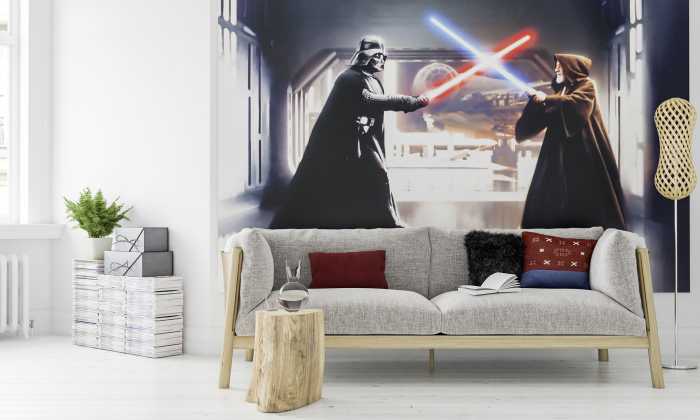 Photo murale intissé impression numérique Star Wars Vader vs. Kenobi