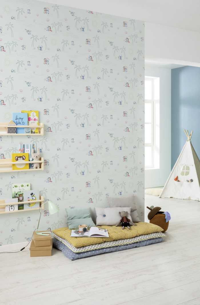 Papier peint Disney Lilo and Stitch Beach Love