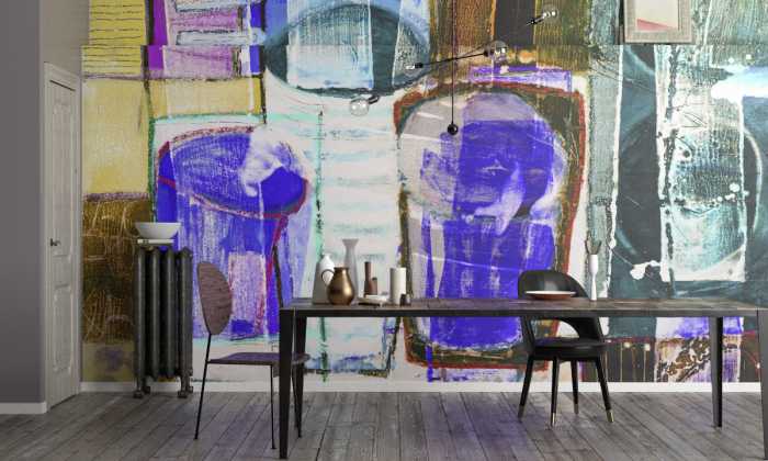 Photo murale intissé impression numérique Drinks Spilling yellow-blue
