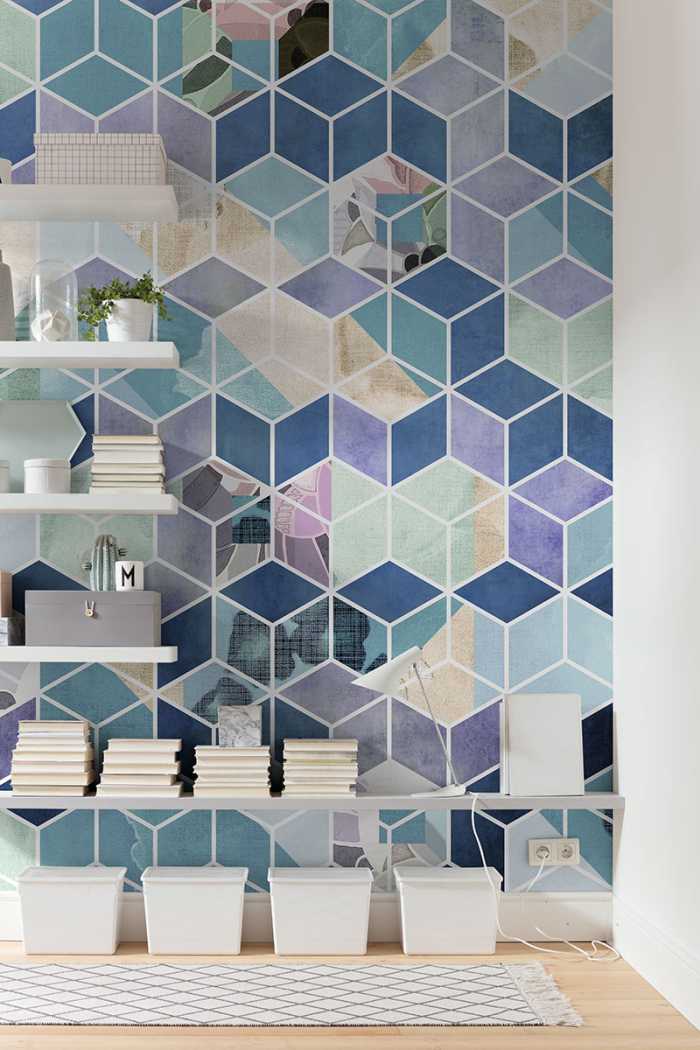 Photo murale intissé impression numérique Geometric Blue
