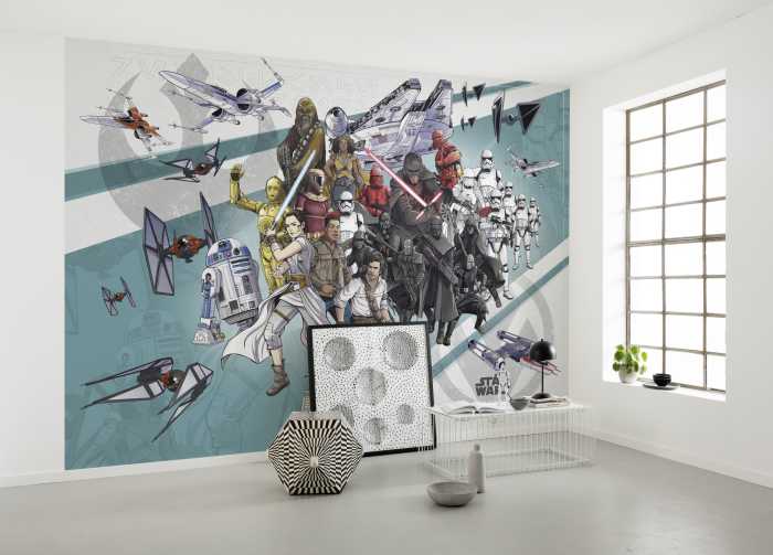Photo murale intissé impression numérique Star Wars Cartoon Collage Wide