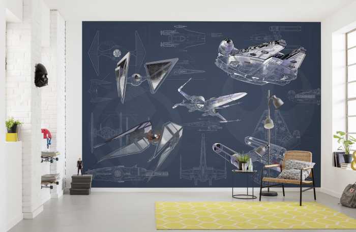 Photo murale intissé impression numérique Star Wars Blueprint Dark