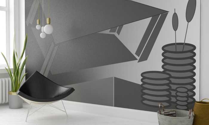 Photo murale intissé impression numérique Perspective Table black-grey-grey
