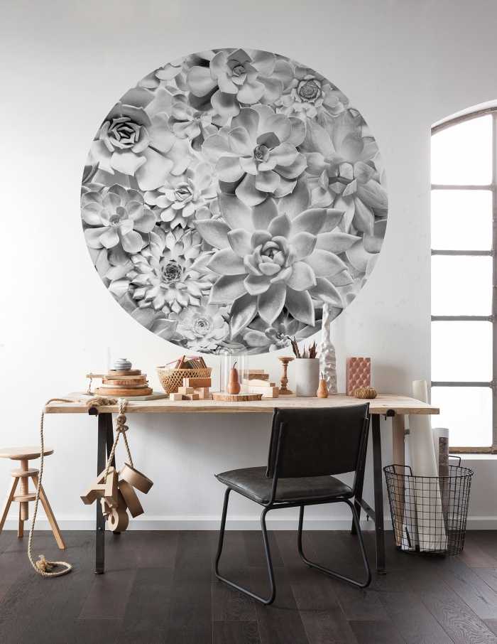 Photomural rond Echeveria