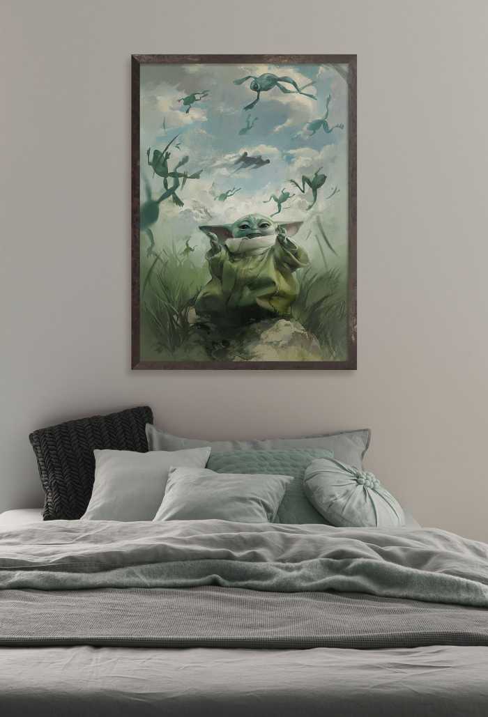 Affiche d'art Star Wars The Mandalorian Grogu Frogs