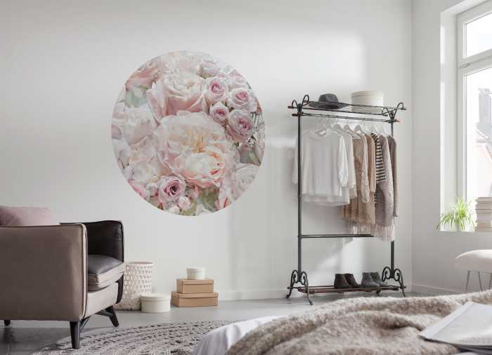 Photomural rond Pink and Cream Roses