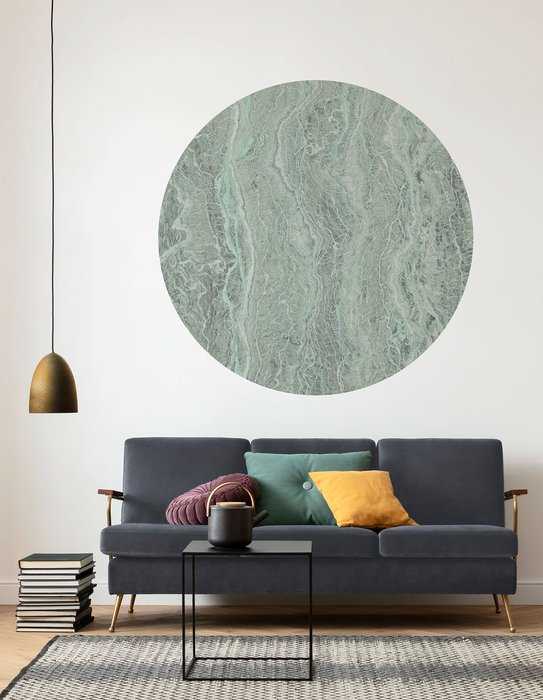 Murale ronde auto-adhésive intissée Green Marble