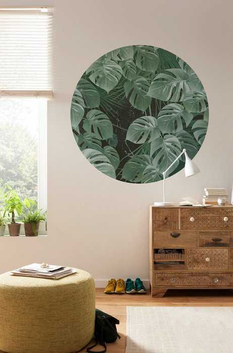 Murale ronde auto-adhésive intissée Novel Monstera