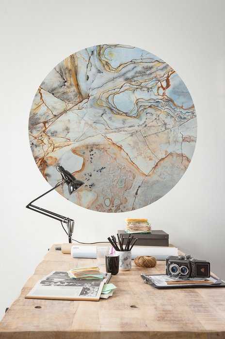 Murale ronde auto-adhésive intissée Marble Sphere