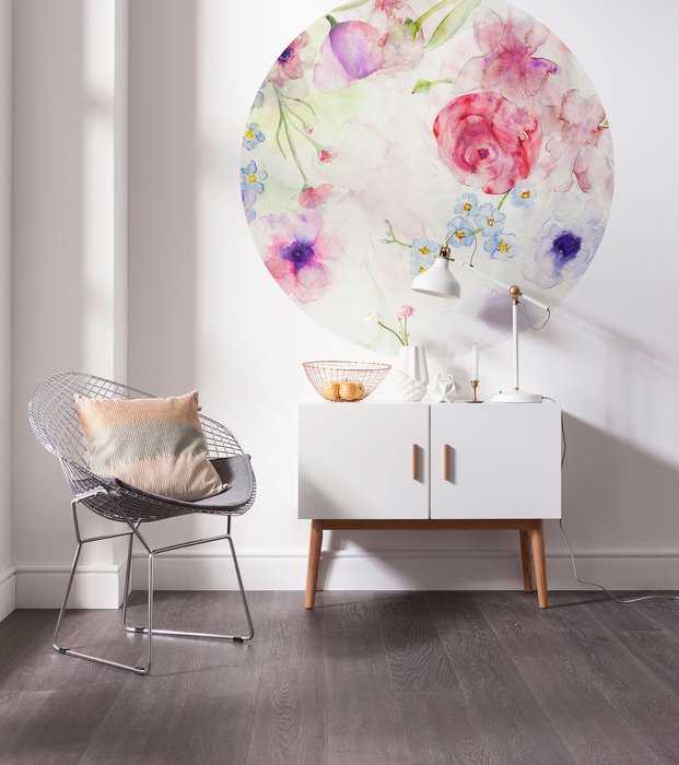 Murale ronde auto-adhésive intissée Floret