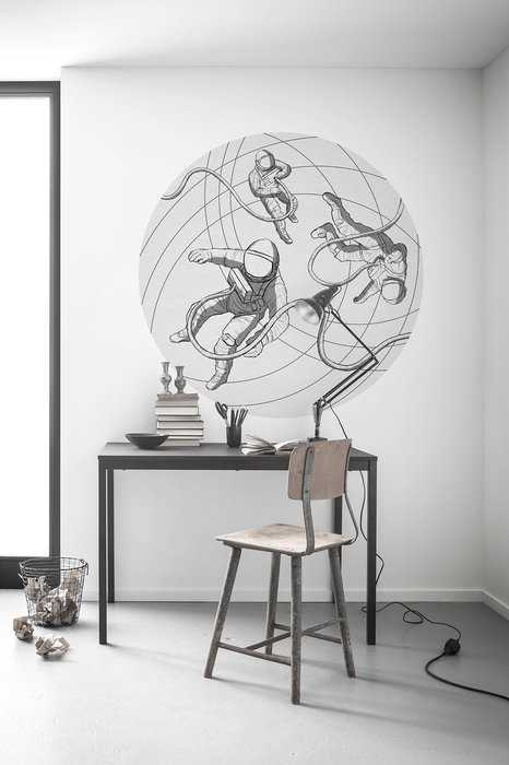 Murale ronde auto-adhésive intissée Weltraum