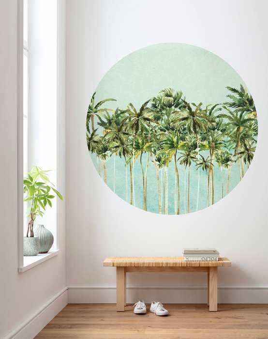 Murale ronde auto-adhésive intissée Coconut Trees