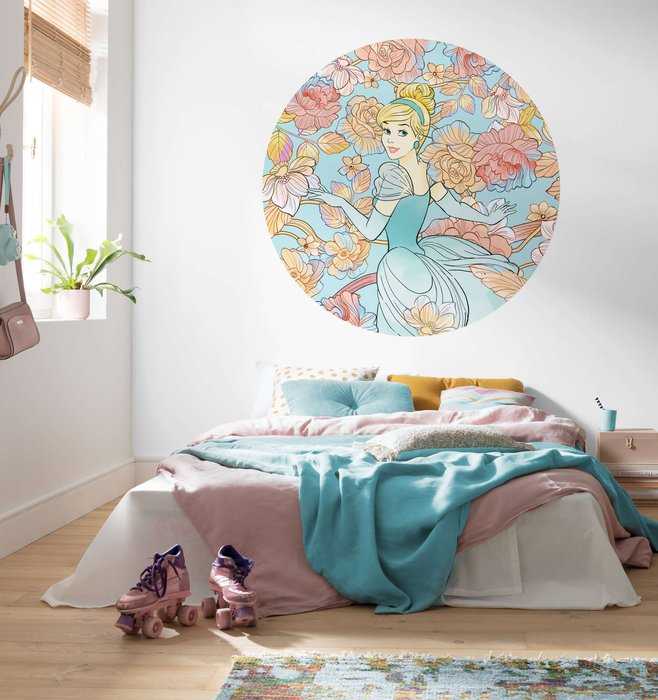 Murale ronde auto-adhésive intissée Cinderella Pastel Dreams